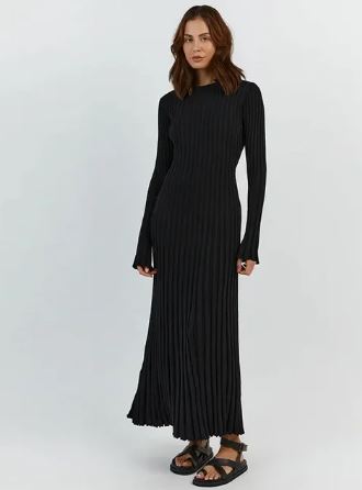 Lange Gebreide Jurk Dames Warme Winterjurk