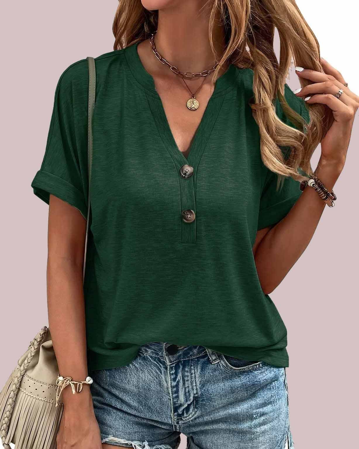 Stijlvolle Rey V-hals Knoopblouse