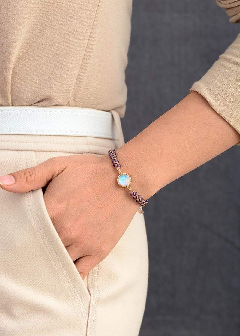 Yoga Armband met Amethist en Opaal Edelsteen