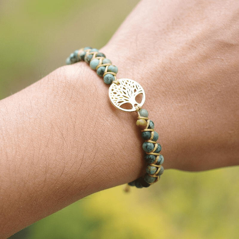 Auralyn Armband met Levensboom en Afrikaanse Jaspis Edelsteen