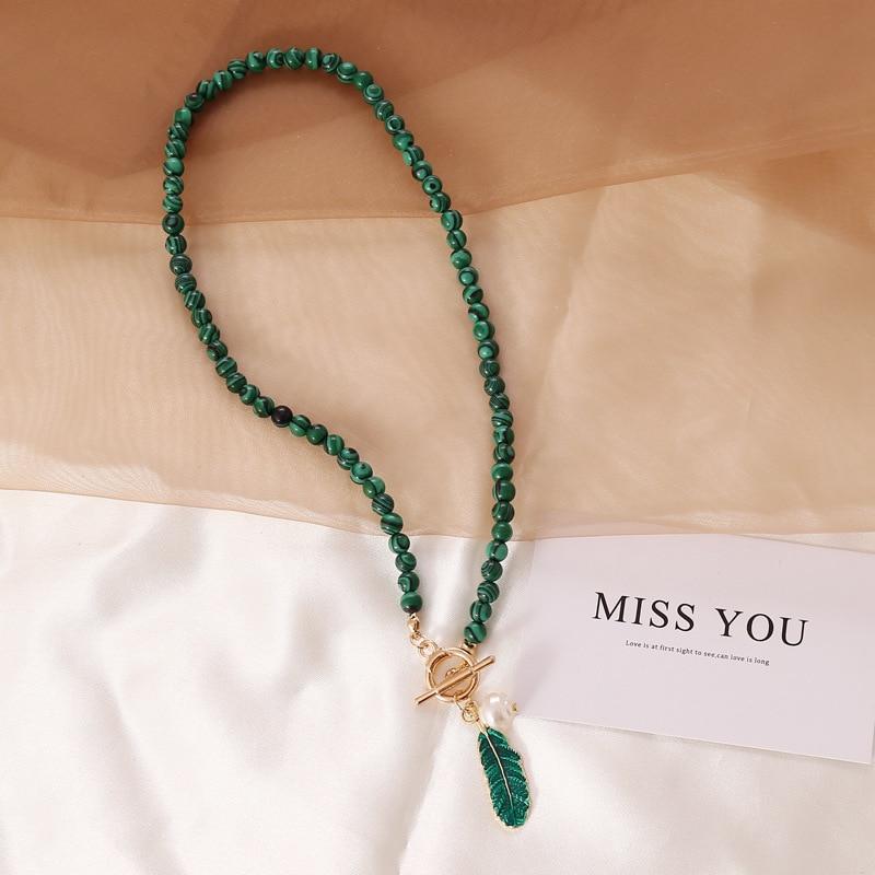 Natuursteen Halsketting Malachiet Groen Edelsteen Sieraden