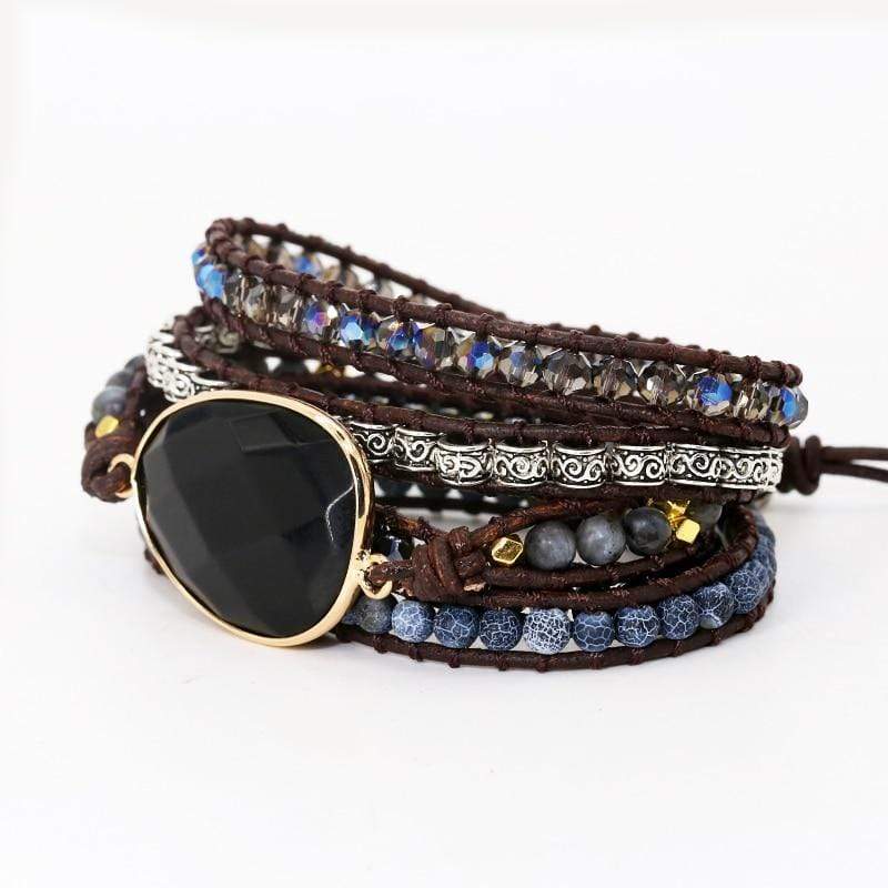 Onyx Armband Wikkelstijl Zwart Edelsteen Sieraad