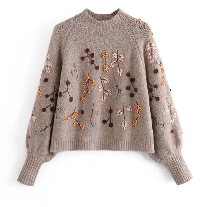 Lely | Comfortabele zachte trui voor dames met herfst print in de kleur Bruin voor dames in Lounge stijl ideaal voor de herfst.