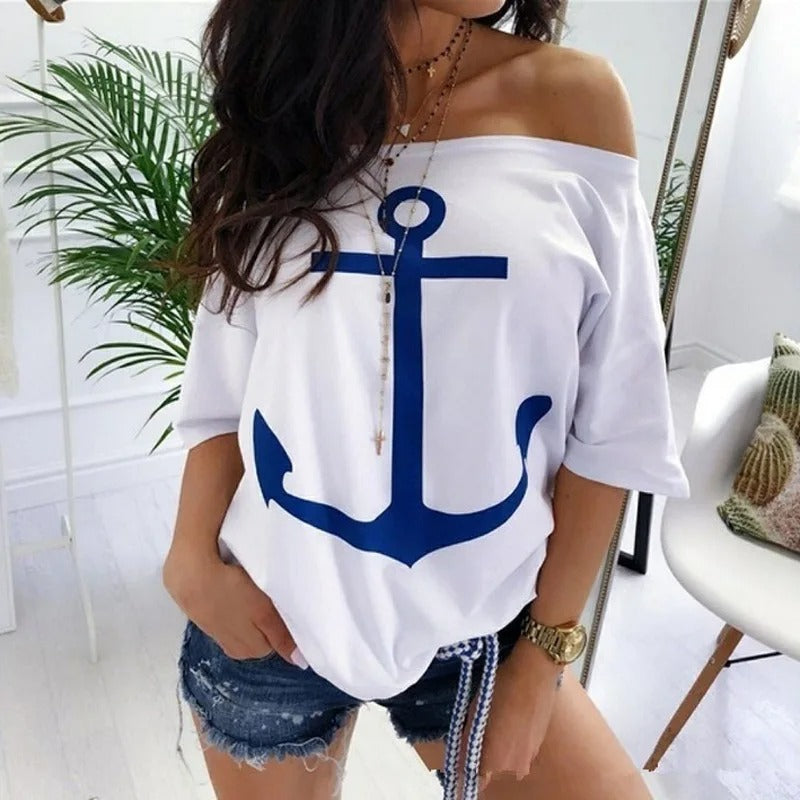 Vrouwelijk Los Shirt Een Schouder Trendy