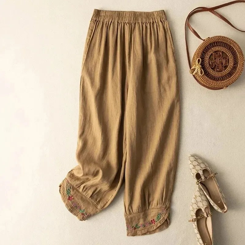 Retro Broek Etnisch Design Comfortabele Zomerbroek