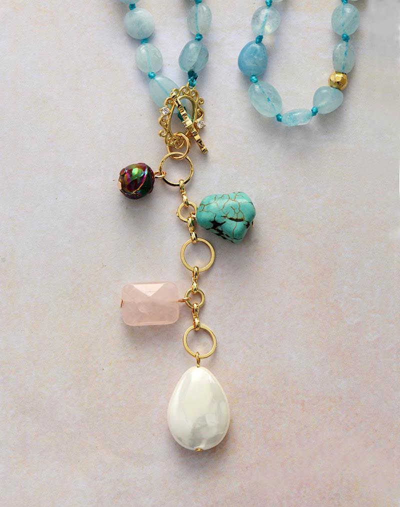 Mala Ketting Oceaan Blauw Edelsteen Halsketting