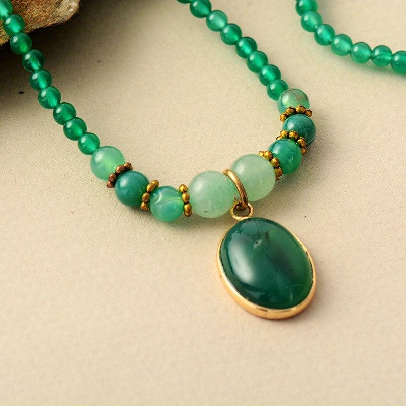 Groene Onyx Ketting Kalmerend Vintage Sieraad