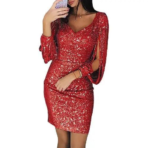 Elegante Avondjurk Open Mouwen Glanzend Silhouet - Mode Vibes