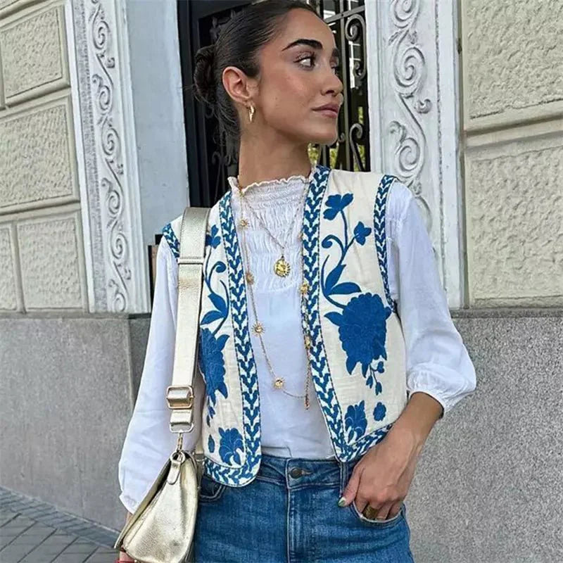 Blaire – Zomers Dames Vest met Bloemenprint