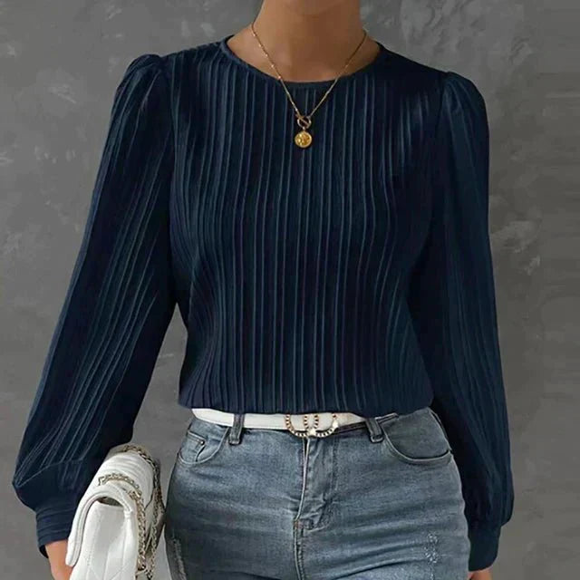 Carina – Dames Blouse met Structuur en Verticale Lijnen