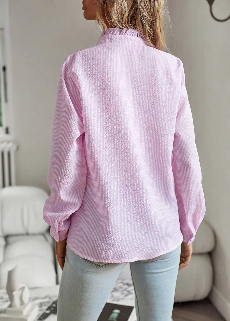 Johanne – Dames Blouse met Lange Mouwen en Ruches