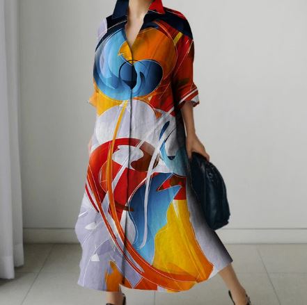 Dames Overhemdjurk Elegante Korte Bloem Jurk