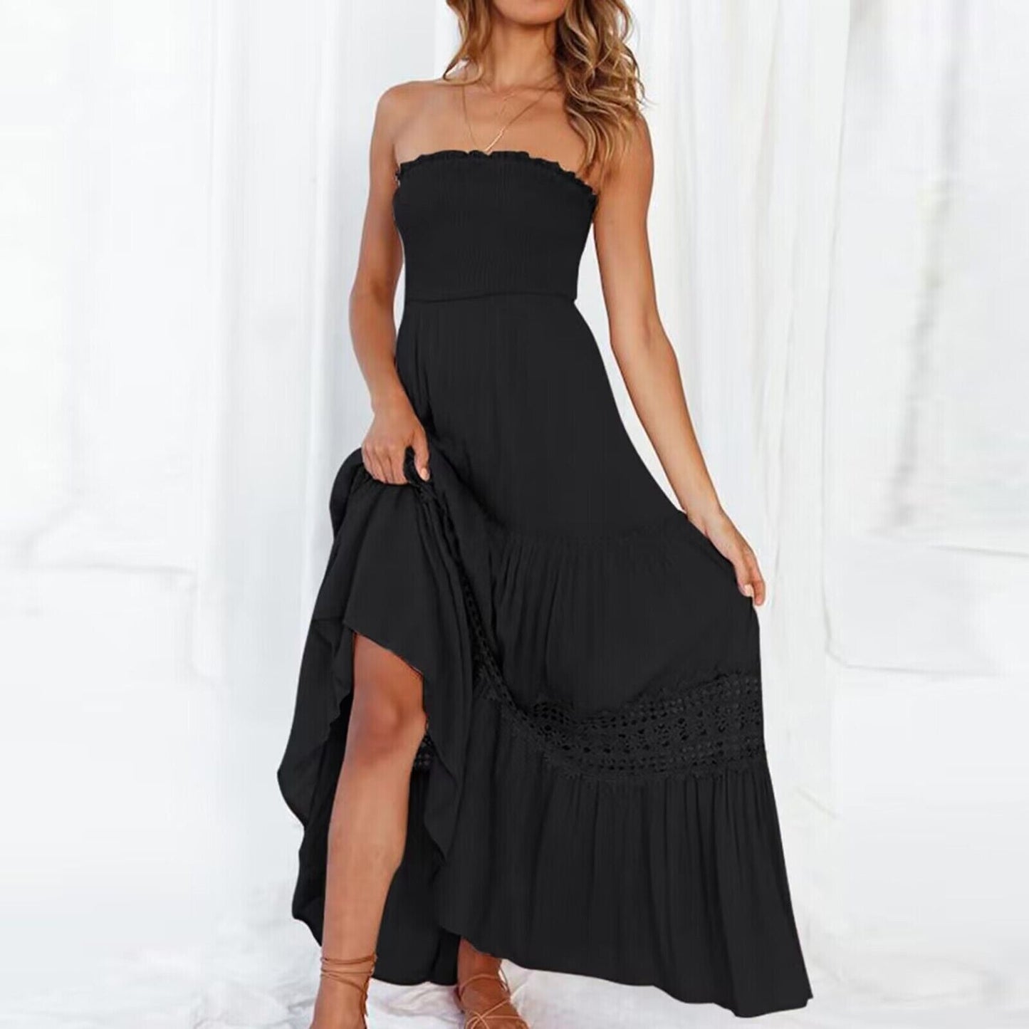 Off-the-Shoulder Zomerjurk met Kanten Details