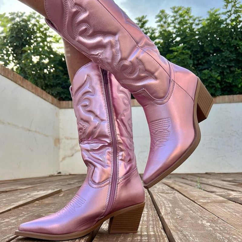 Cowboylaarzen Roze Western Stijl voor Vrouwen - Mode Vibes