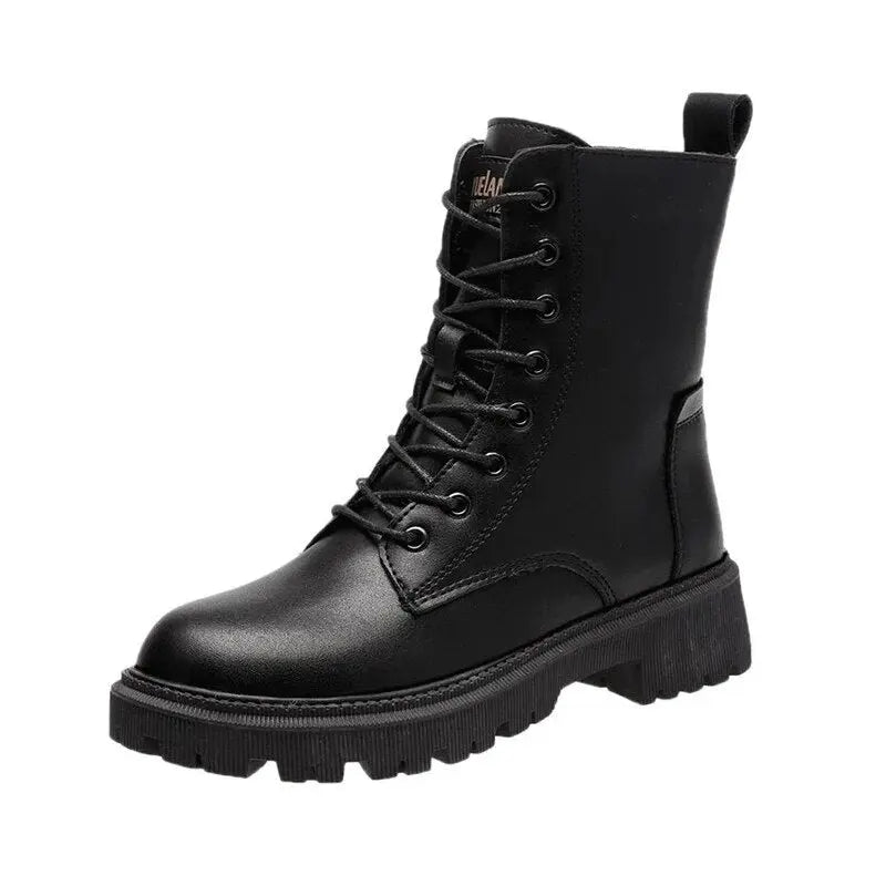 Leren Veterschoenen Zwart Gevoerd Profielzool