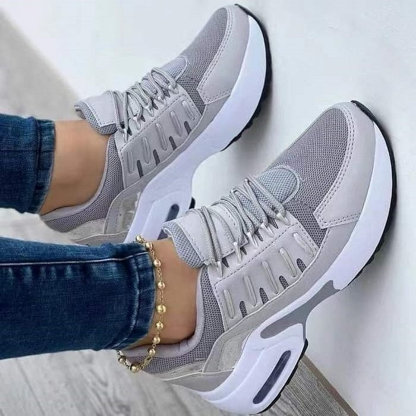 Sophie | Comfortabele dames sneakers met comfortabele zool in de kleur Grijs voor dames in stijl geschikt voor alle seizoenen.