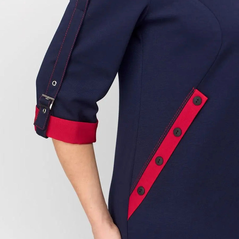 Elegante Jurk met Contrasterende Details Aurora Stijl
