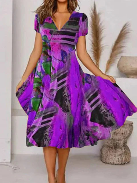 Boho Zomerjurk V-halslijn Mooie Bloemenprint