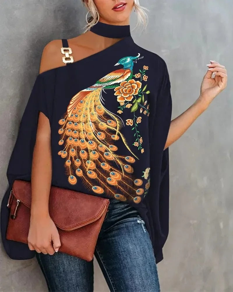 Vrouwelijke Off-the-Shoulder Top Elegante Stijl