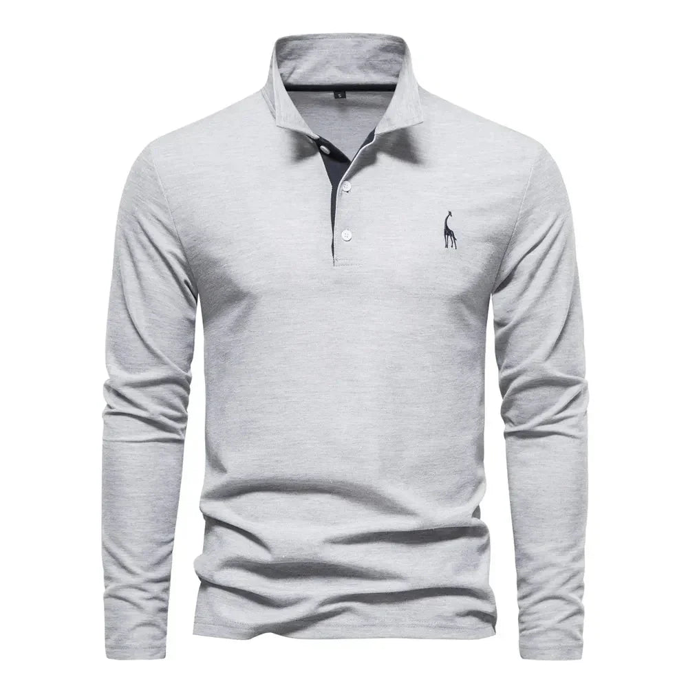Heren Poloshirt Lange Mouwen Klassiek Stijl