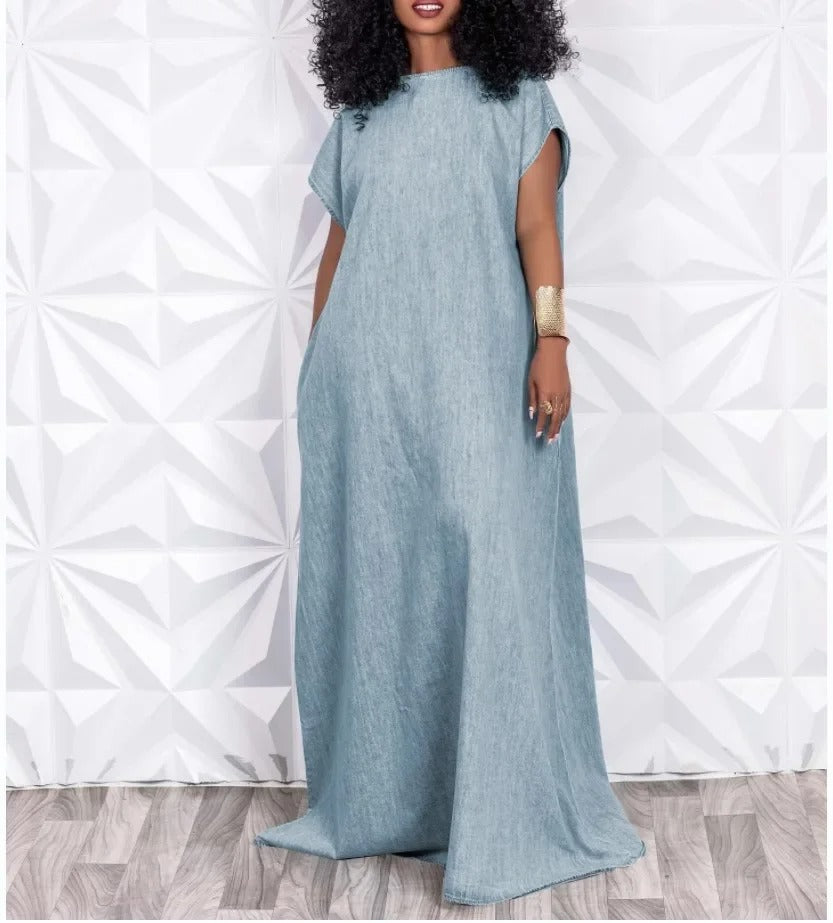 Blauwe Denim Jurk voor Vrouwen Korte Lengte