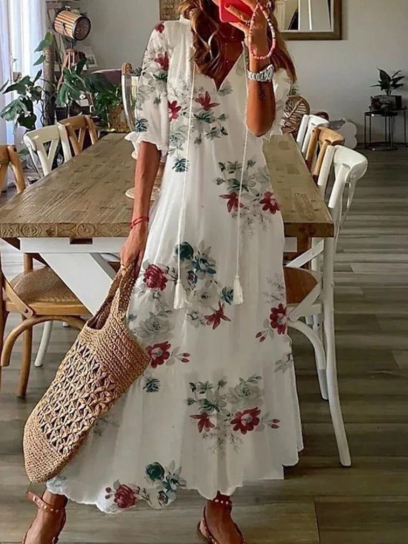 Benthe | Lichte Ademende Boheemse Stijl maxi jurk