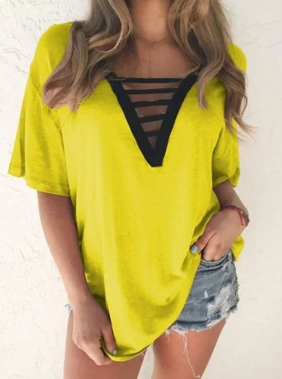 Vrouwelijke Blouse Met V-Hals Elegant Design
