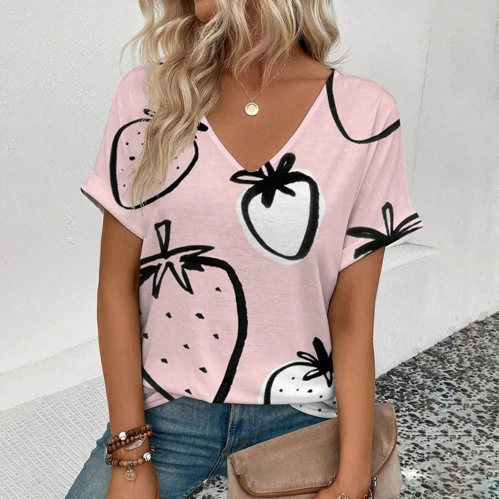 Vrouwen T-shirt met Fruitprint Zomerse Stijl