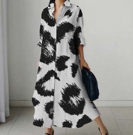 Dames Overhemdjurk Elegante Korte Mouw Stijlvol