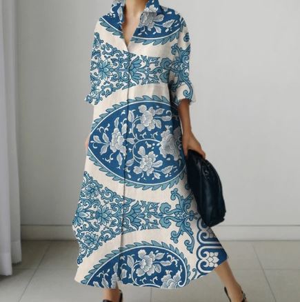 Damesjurk Bloemenprint Zomerjurk voor Vrouw