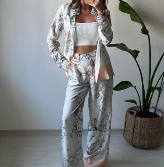 Bloemenprint Set Tweedelig Vrouwelijke Kleding