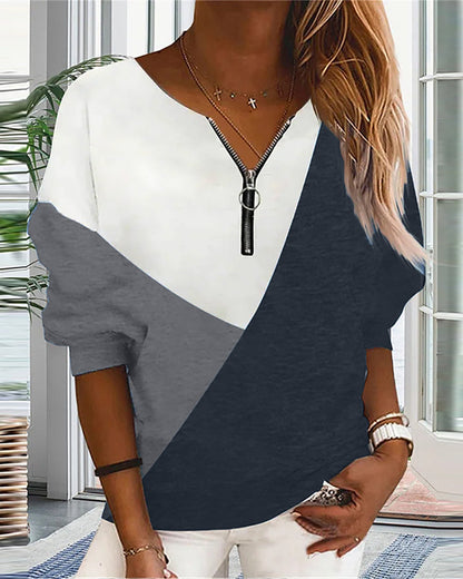 Kleurige sweatshirt met rits Dana