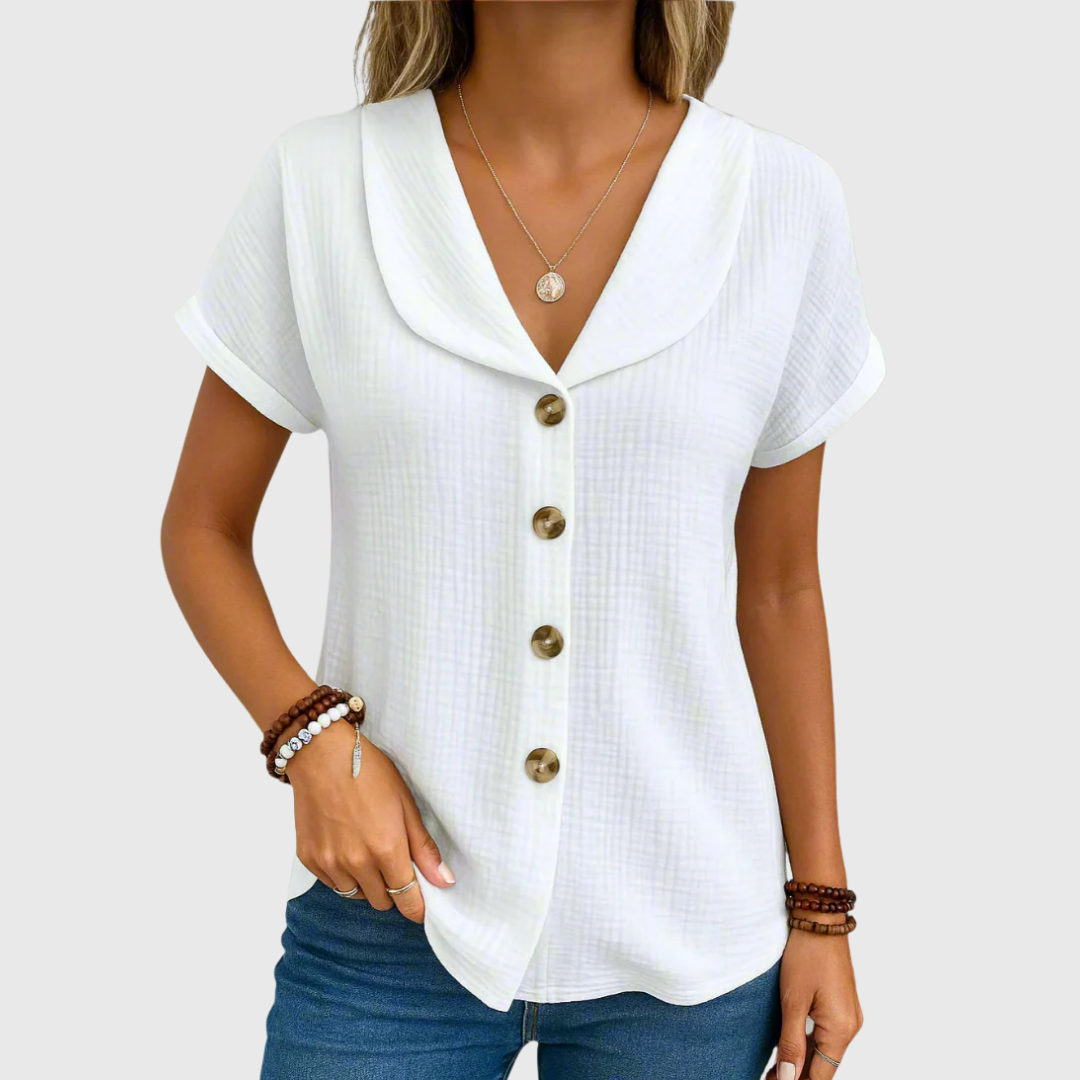 Dames Blouse Met Knopen Elegante Pasvorm - Mode Vibes
