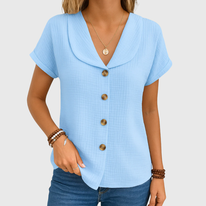 Dames Blouse Met Knopen Elegante Pasvorm