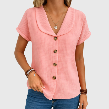 Dames Blouse Met Knopen Elegante Pasvorm