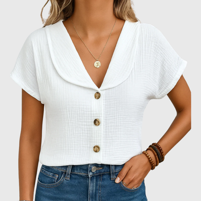 Dames Blouse Met Knopen Elegante Pasvorm