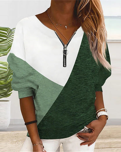 Kleurige sweatshirt met rits Dana