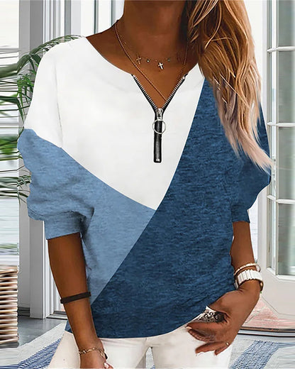 Kleurige sweatshirt met rits Dana