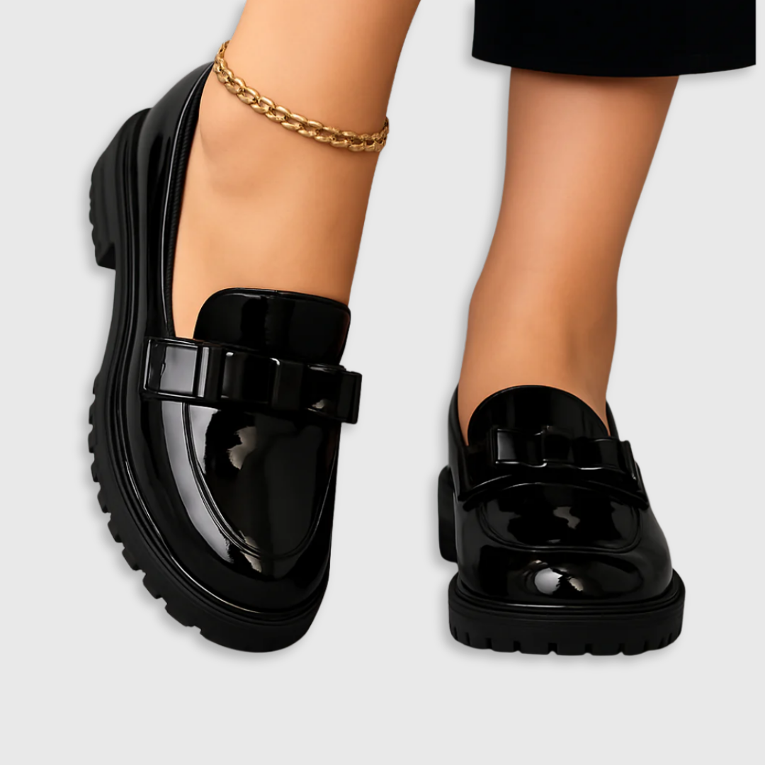 Dames Loafers van Leder met Strikdetail - Mode Vibes

