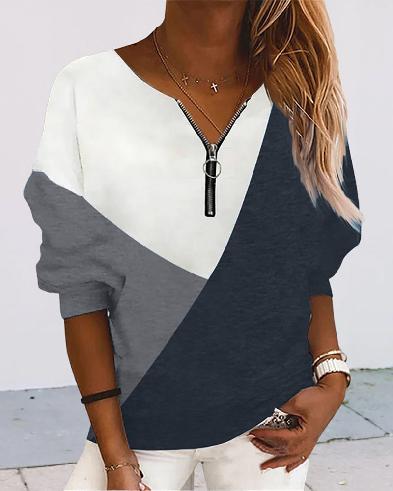 Kleurige sweatshirt met rits Dana