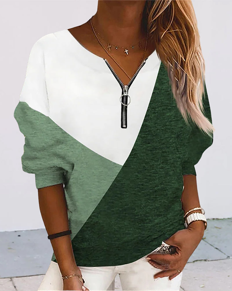 Kleurige sweatshirt met rits Dana