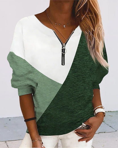 Kleurige sweatshirt met rits Dana