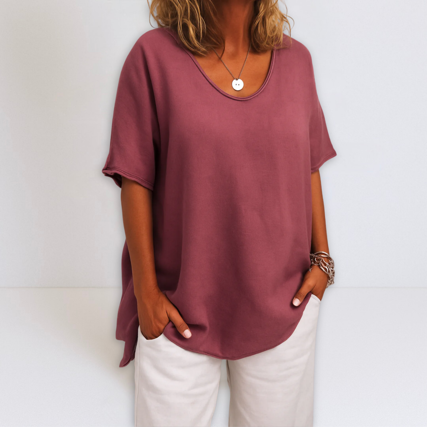Dames Oversized Blouse V-hals Comfortabele Pasvorm