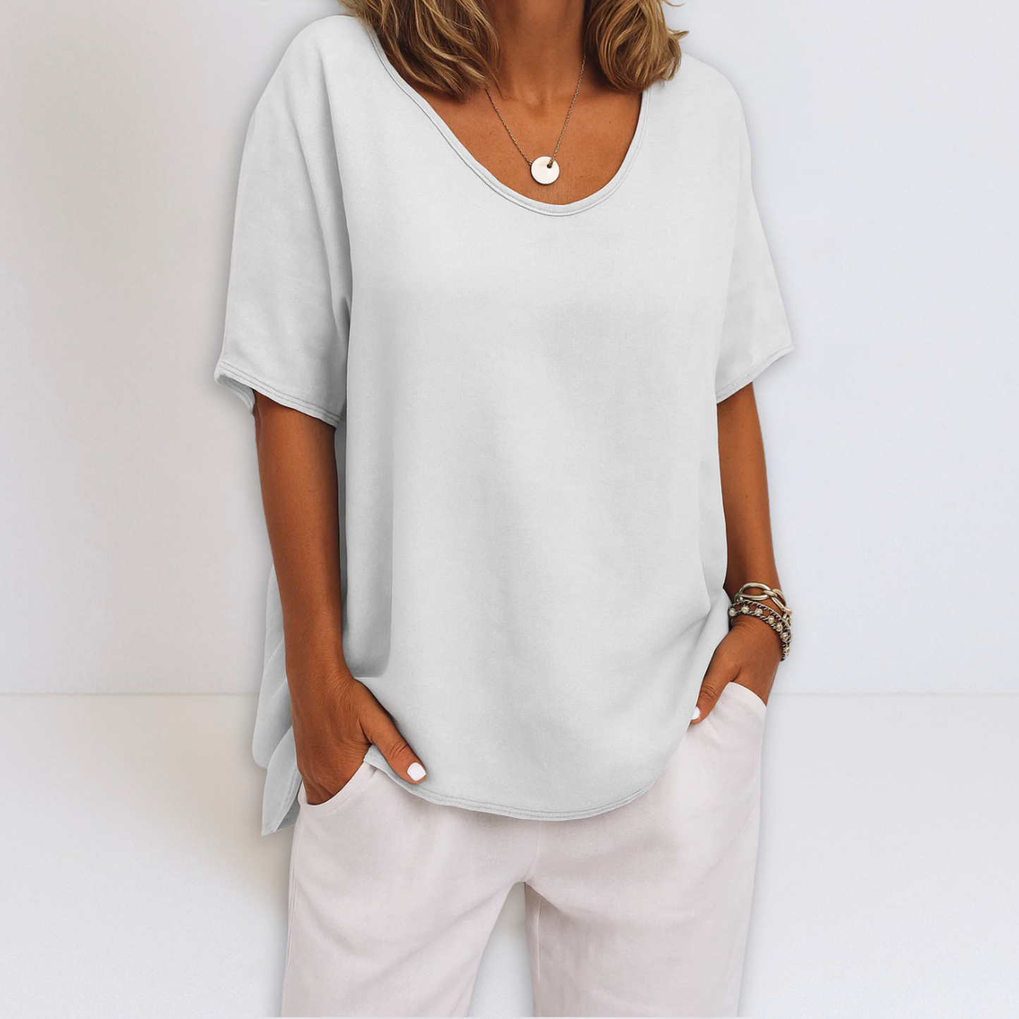 Dames Oversized Blouse V-hals Comfortabele Pasvorm
