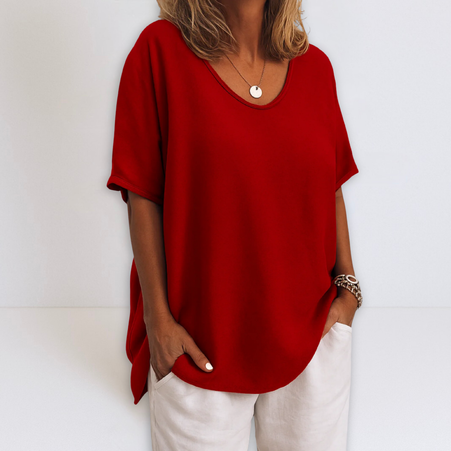 Dames Oversized Blouse V-hals Comfortabele Pasvorm