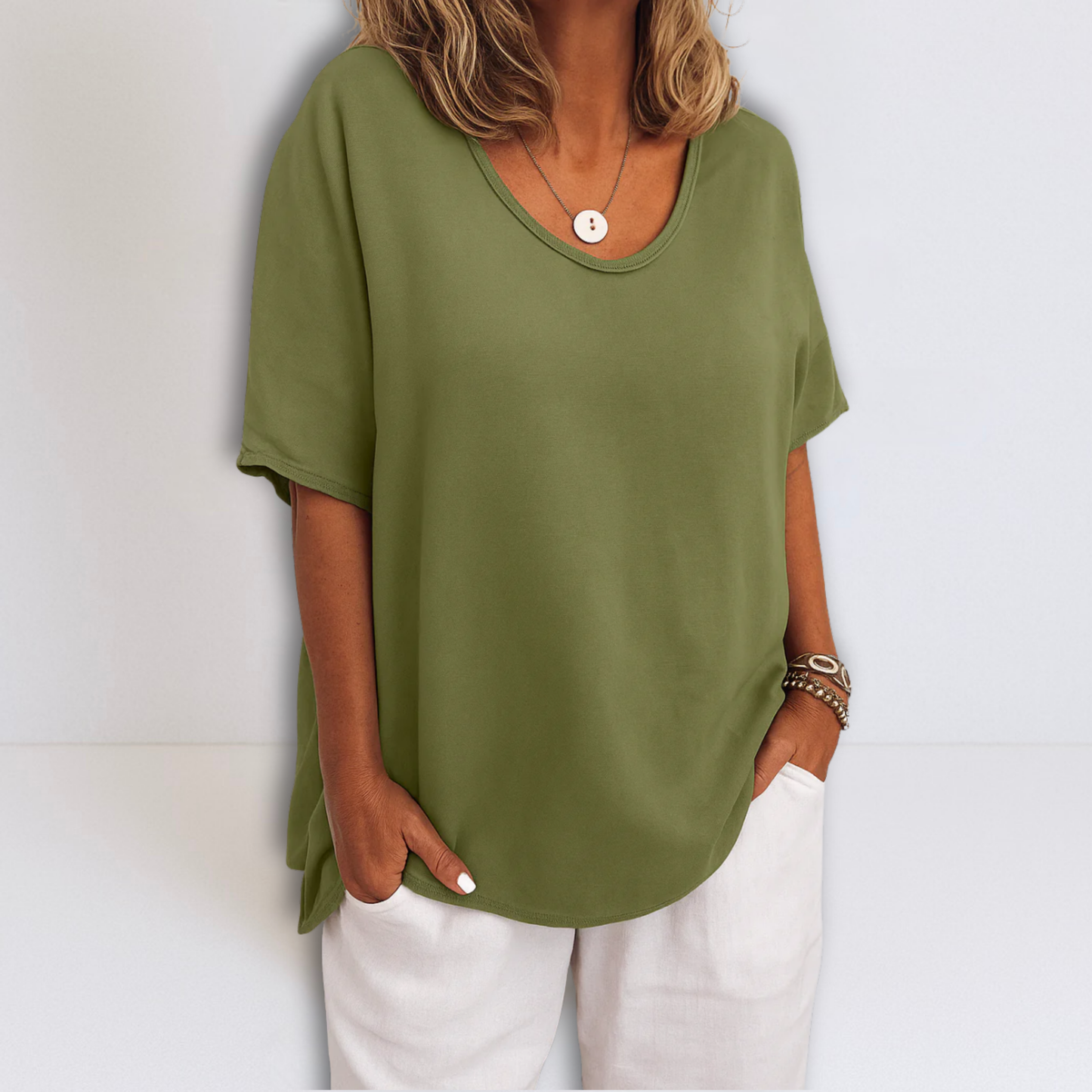 Dames Oversized Blouse V-hals Comfortabele Pasvorm