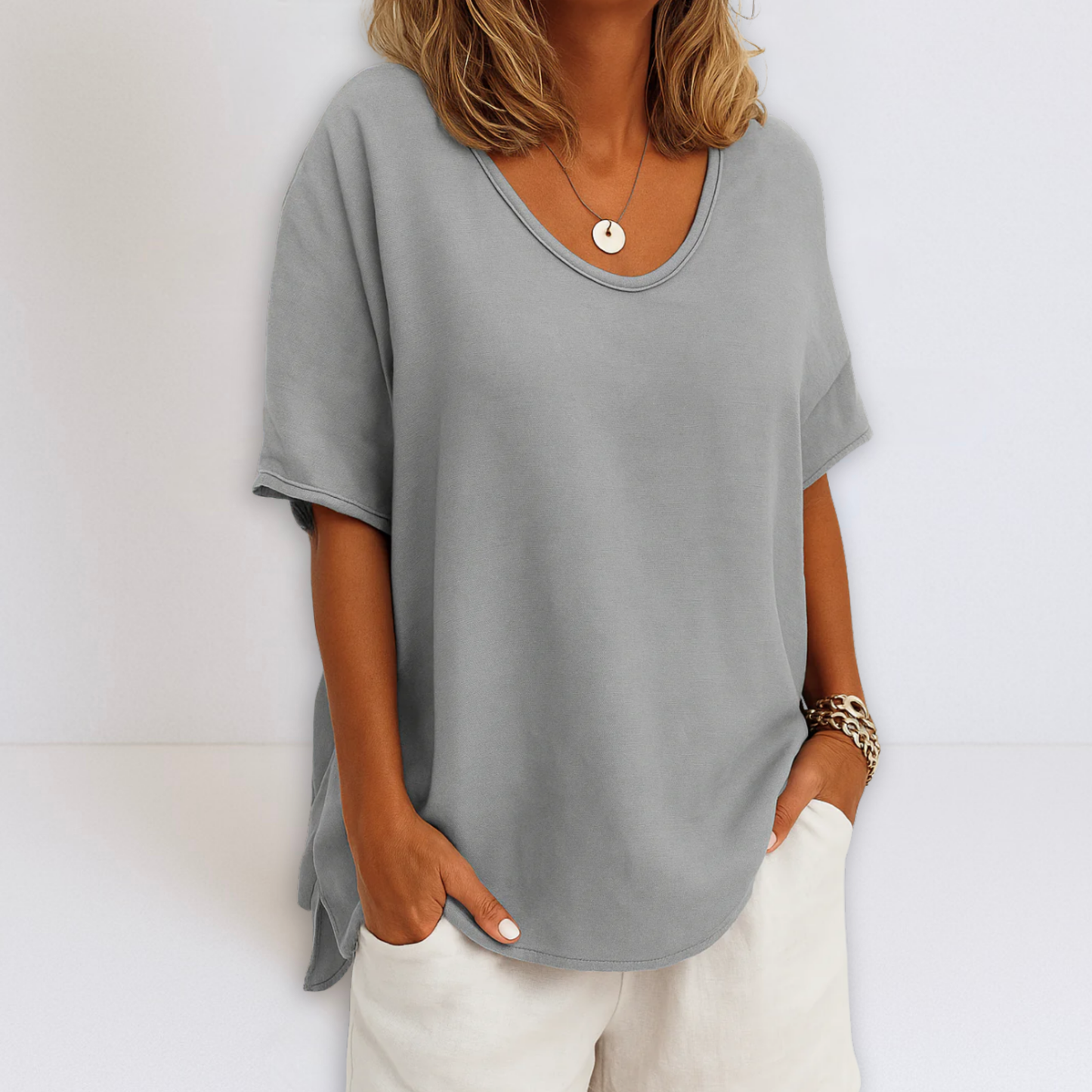 Dames Oversized Blouse V-hals Comfortabele Pasvorm - Mode Vibes
