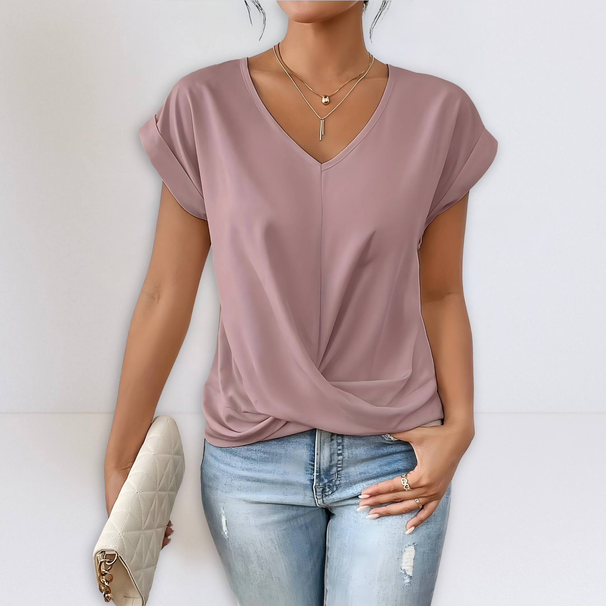 Dames Met Twistdetail En V-hals - Mode Vibes
