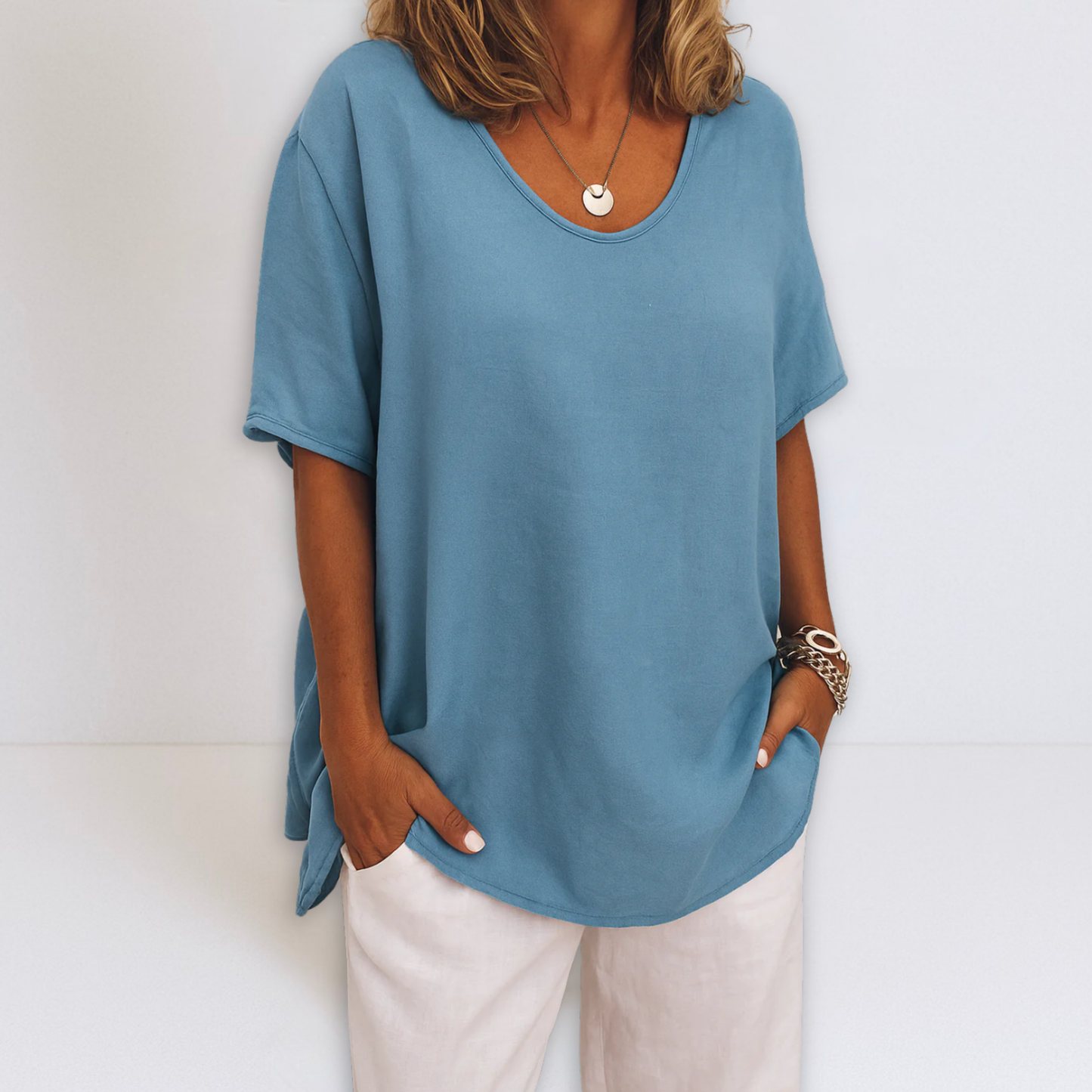 Dames Oversized Blouse V-hals Comfortabele Pasvorm