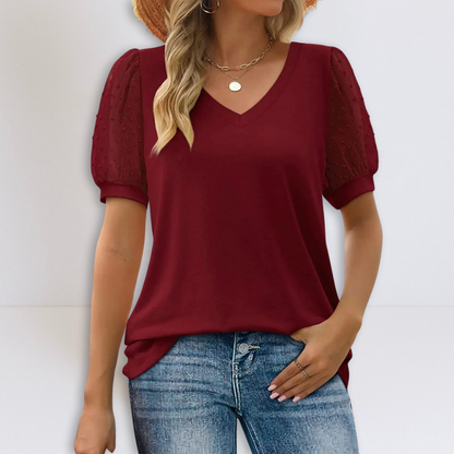 Dames V-hals Transparante Mouw Elegant